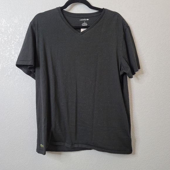 Lacoste Other - Lacoste men's black v neck fitted short sleeve undershirt muscle shirt cotton XL